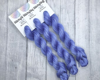 Blu Pervinca - hand-dyed DMC cotton floss variegated thread 50 yard hank