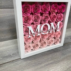 Shadow box 3D Rolled Paper Flower shadowbox Anniversary gift Mothers Day gift Gift for Wife Gift for Mom Pink Christmas Gift image 2