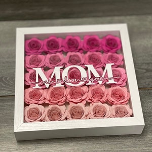 Shadow box 3D Rolled Paper Flower shadowbox Anniversary gift Mothers Day gift Gift for Wife Gift for Mom Pink Christmas Gift image 3