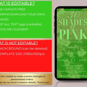 Digital Any Age Shades of Pink Birthday Party Invitation, Electronic Text Evite, Pink Neon Floral, Editable Template, Instant Download, PF01 image 3