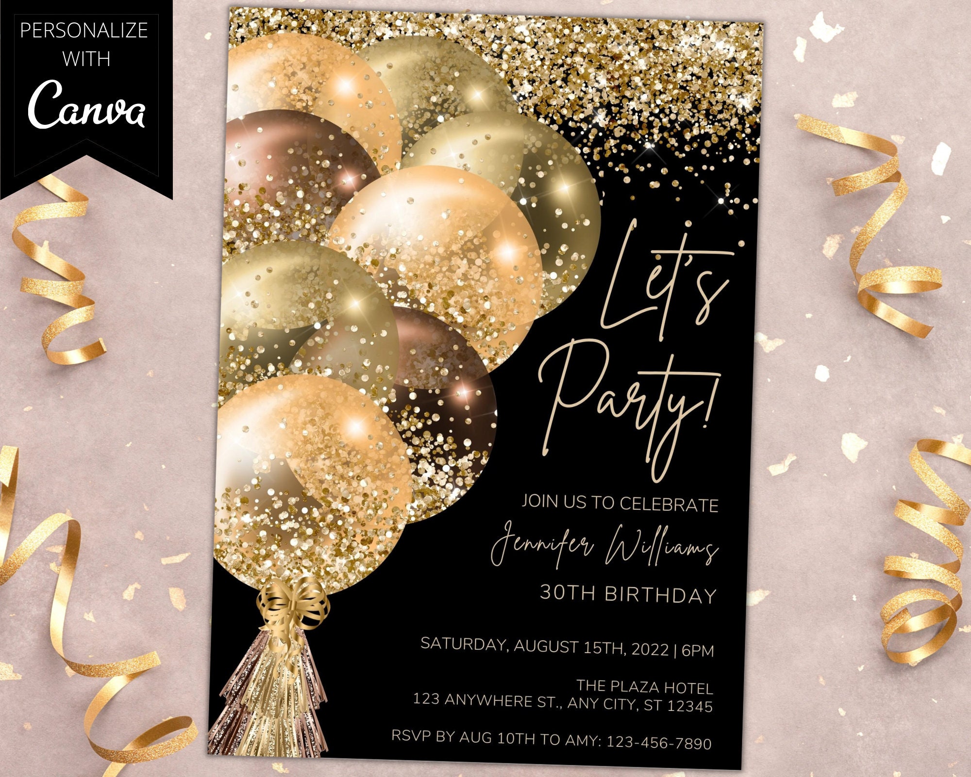 Black and cheap gold invitations