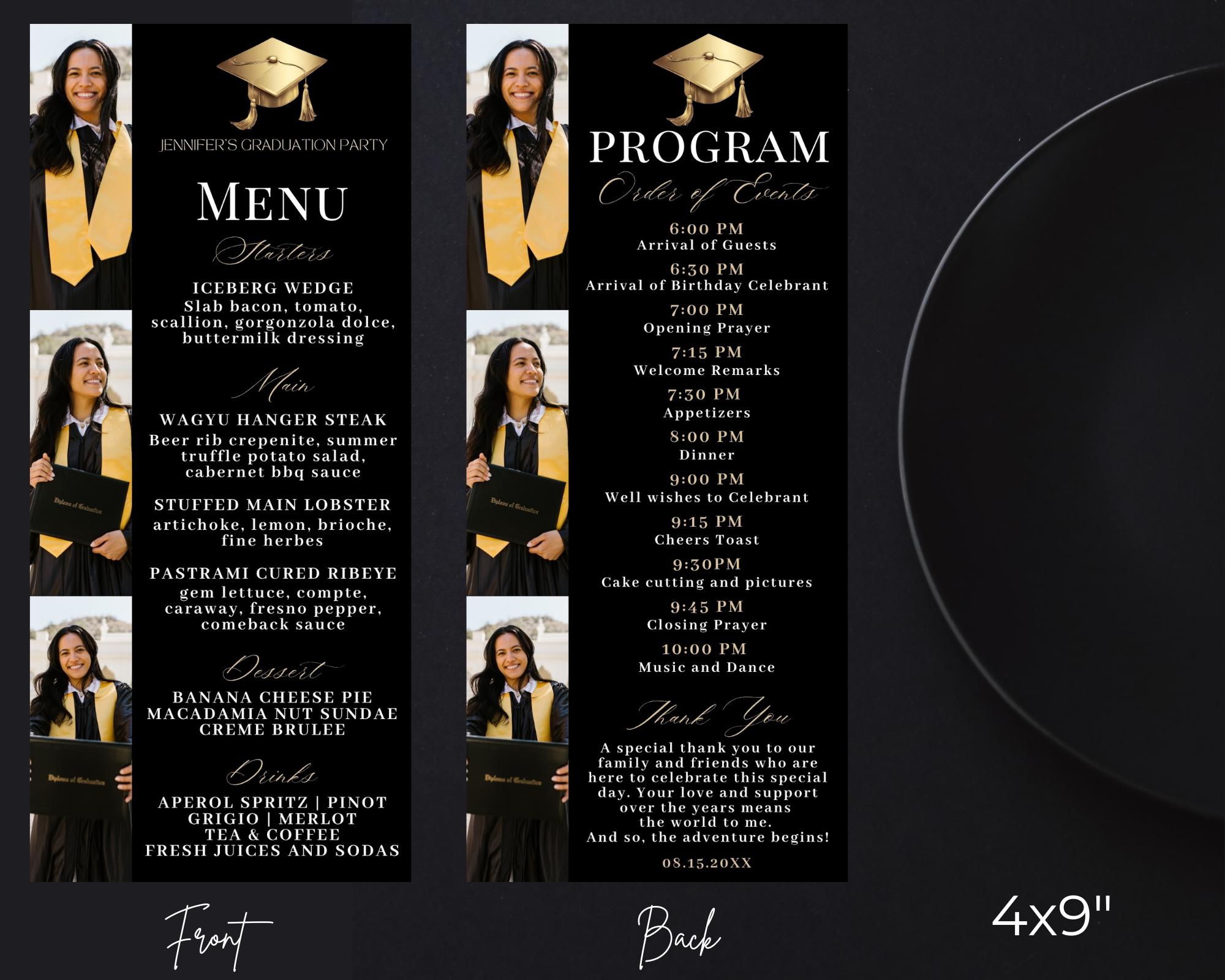 Editable Graduation Photo Collage Menu Program and Thank You Card ...