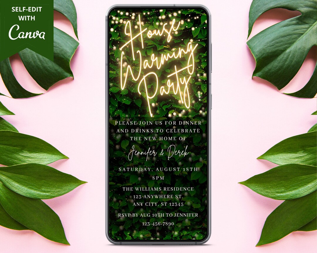 Electronic Housewarming Party Invitation, Digital New Home Invite, Gold ...