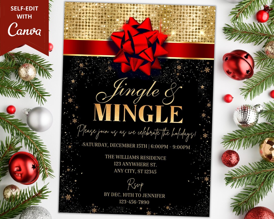 Editable Christmas Party Invitation, Printable Holiday Party Invite ...