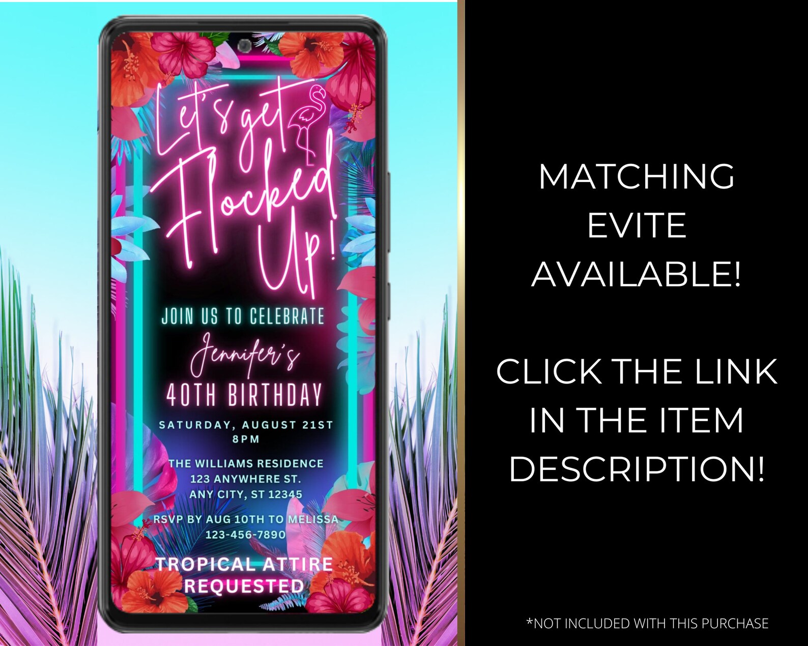 Editable Tropical Let's Get Flocked up Luau Birthday Welcome Sign ...