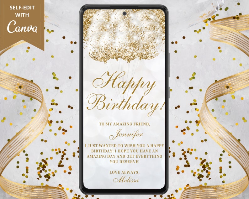 Electronic Birthday Card Digital Birthday Card Birthday Etsy