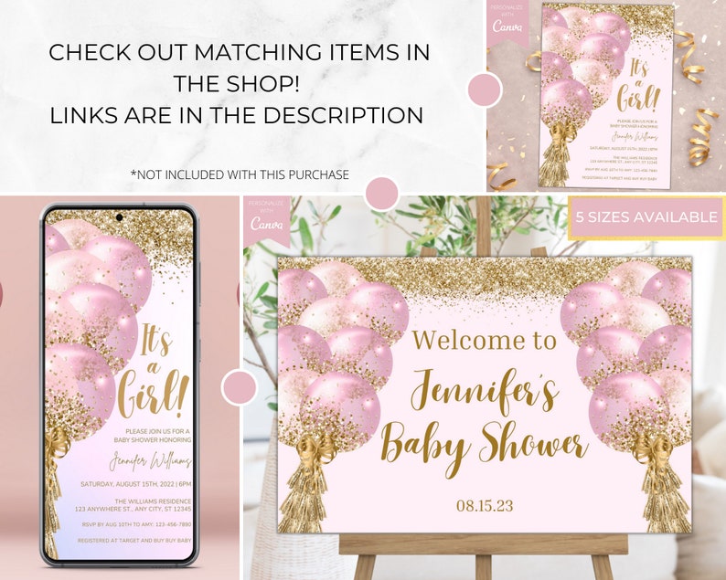Printable Girl Baby Shower Welcome Sign Editable Baby Shower - Etsy