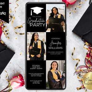 Digital Modern Graduation Party Photo Template Invitation, Phone Text Evite, Graduation Announcement, Editable Template, Instant Download