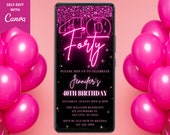 Forty 40th Birthday Party Digital Invitation, Electronic Phone Text Evite, Pink Glitter Drip, Editable Template, Instant Download, PGD7