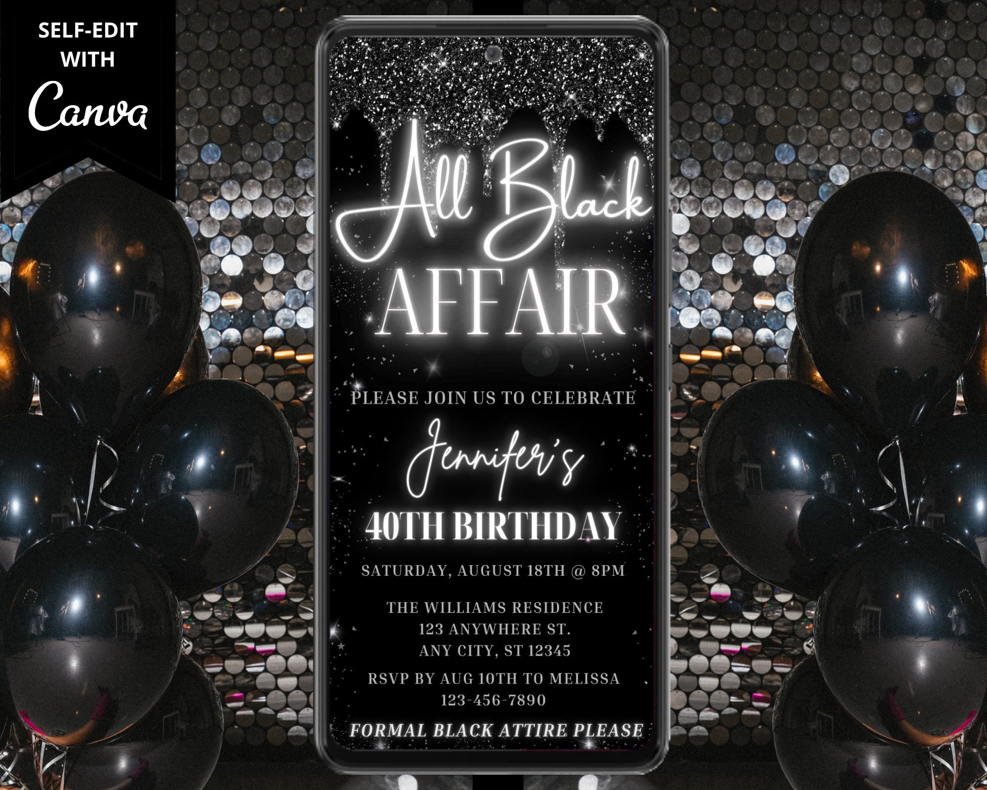 All Black Affair Birthday Party Decorations 