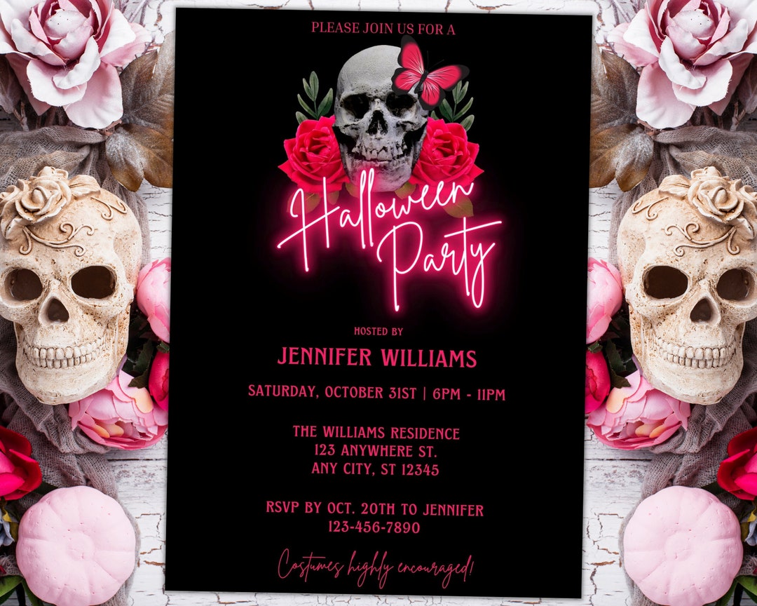 Editable Halloween Party Invitation Printable Scary Halloween Etsy