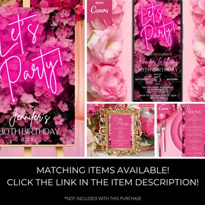 Digital Pink Floral Birthday Brunch Invitation, Electronic Phone Text Evite, Let's Brunch, Editable Template, Evite, Instant Download, PF01 image 5