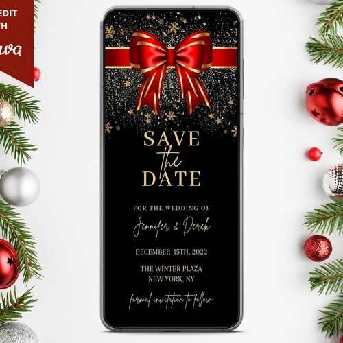 Save the Date Christmas Party Editable Invitation Template - Etsy