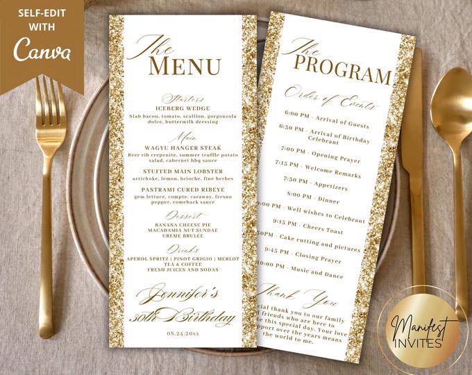Party Program Template, Birthday Party Itinerary, Black & White ...
