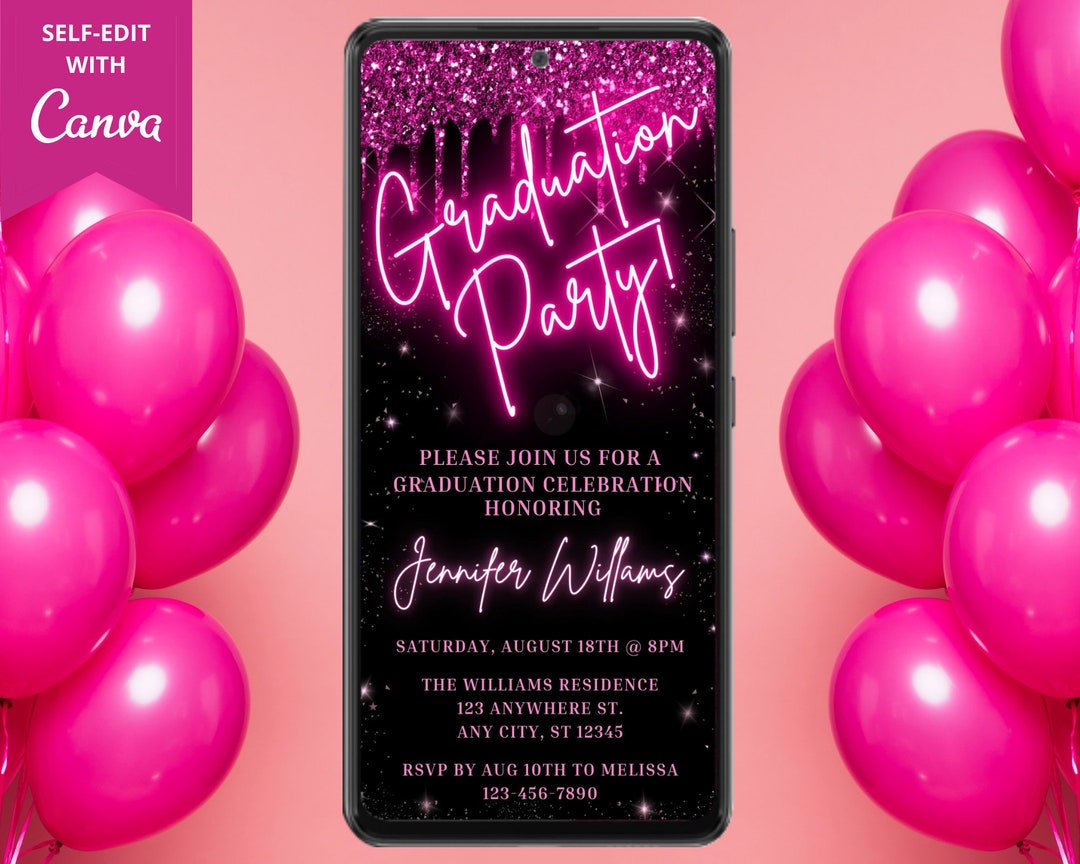 Digital Graduation Party Invitation, Electronic Phone Text Message