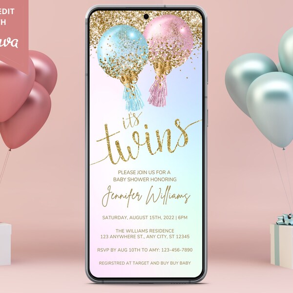 Twin Baby Shower Invitation Etsy