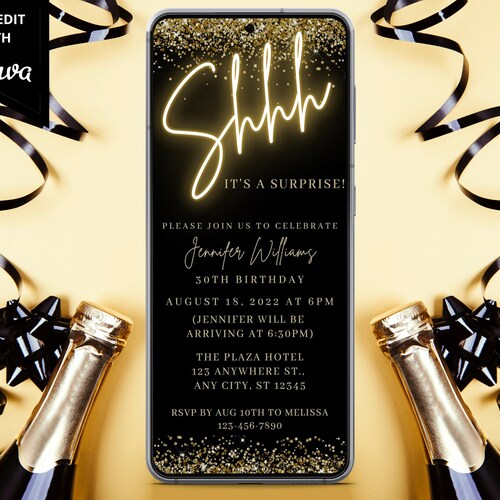 Digital Surprise Birthday Invitation Electronic Surprise Etsy