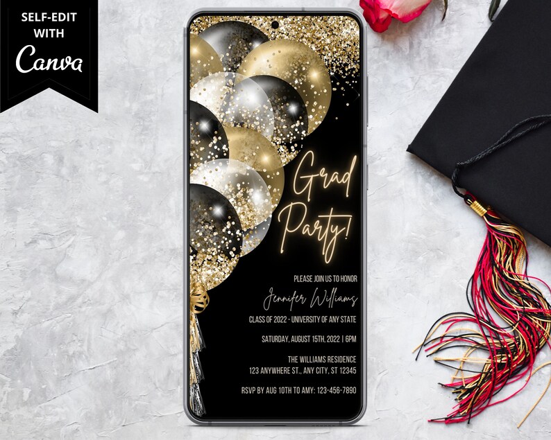 Digital Graduation Party Invitation Electronic Grad Etsy