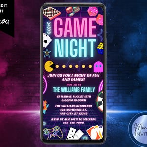 Digital Family Game Night Party Invitation, Adult Kids Trivia Game Night, Electronic Phone Text Evite, Editable Template, Instant Download