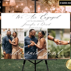 Editable Modern Photo Engagement Party Welcome Sign Template, We Are Engaged, She Said Yes, Printable Party Poster, Canva, Instant Download