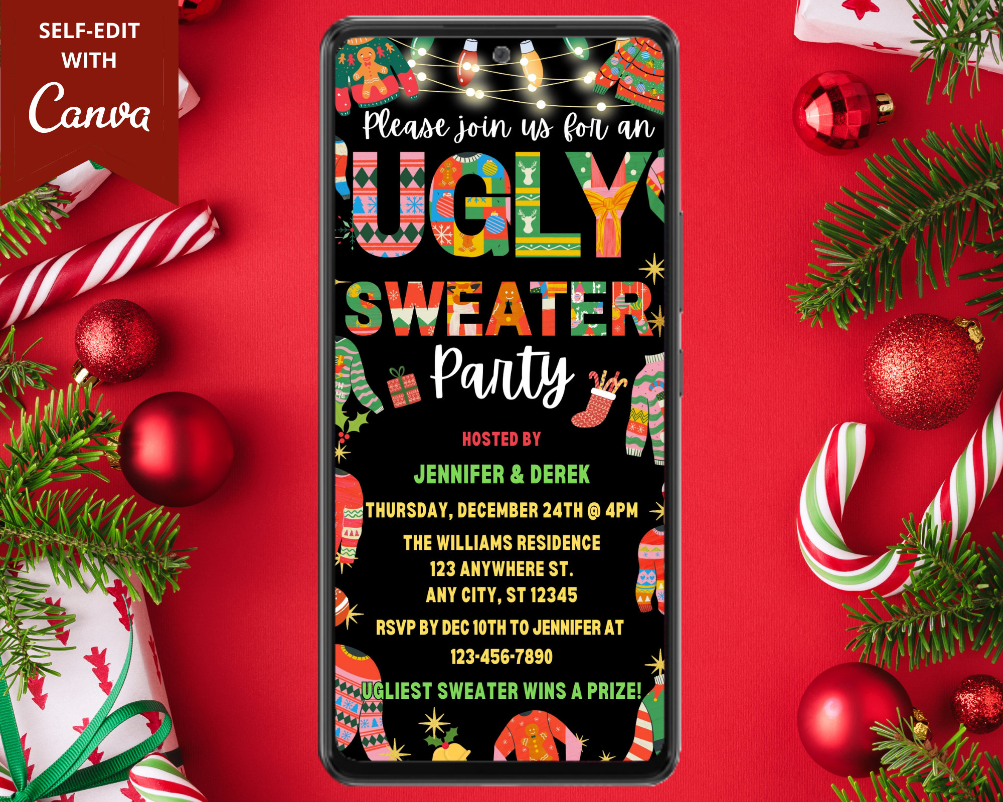 Evite ugly christmas sweater party sale