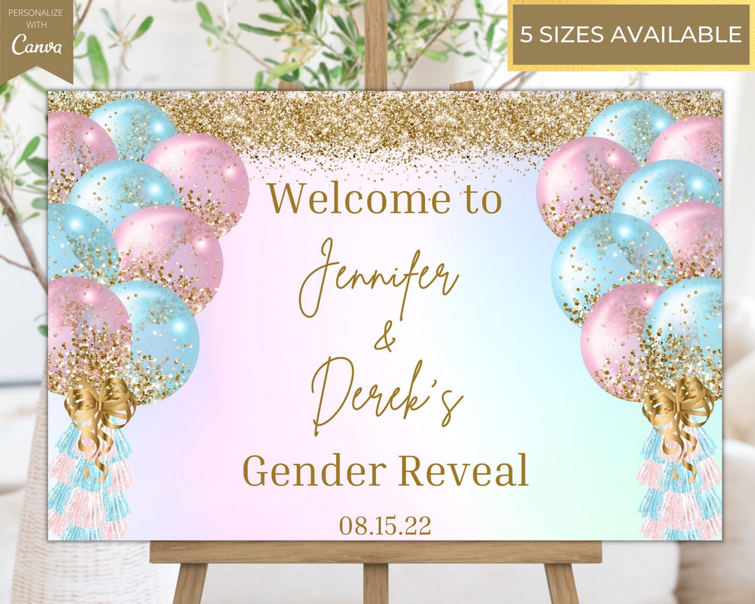 Printable Gender Reveal Welcome Sign, Editable Gender Reveal Sign, Pink ...