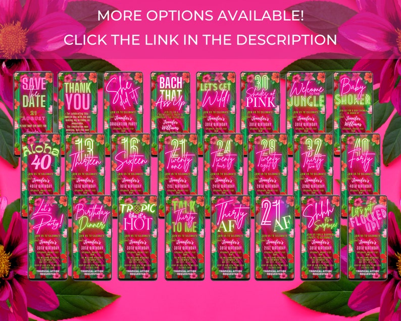 Digital Tropical Pink Forty AF 40th Birthday Trip Weekend Itinerary ...