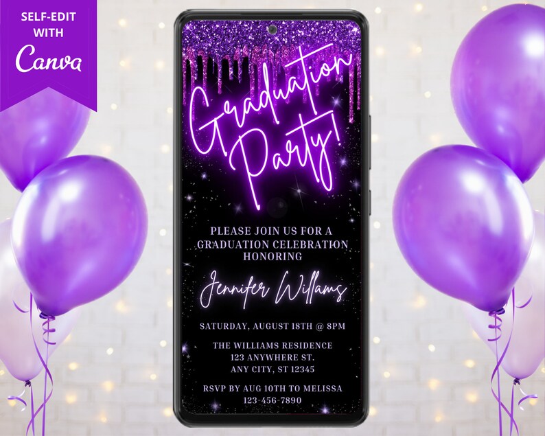 Digital Graduation Party Invitation Electronic Phone Text Etsy