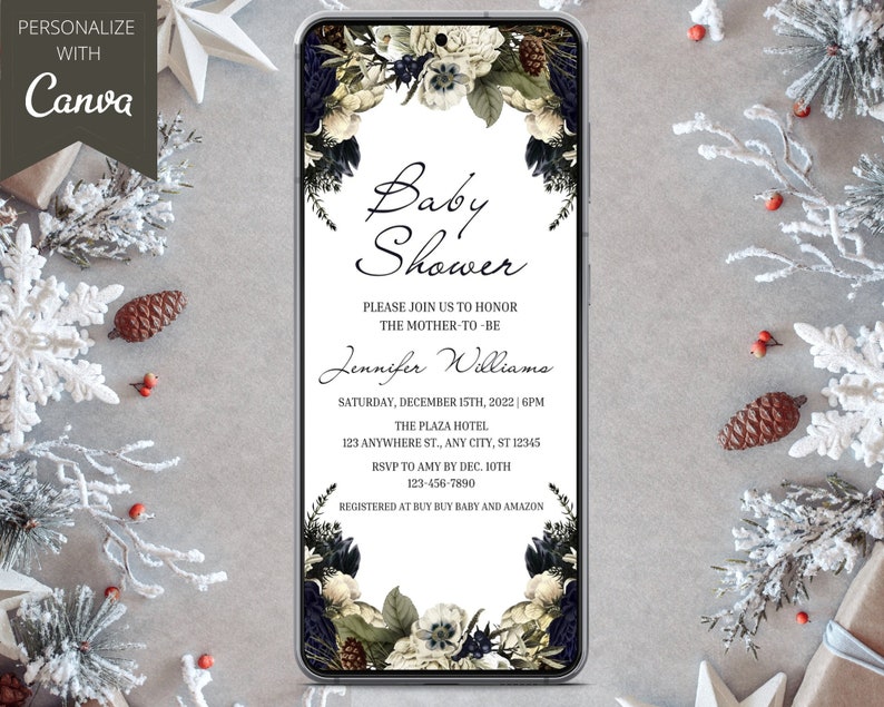 Digital Winter Baby Shower Invitation Electronic Baby Shower Etsy