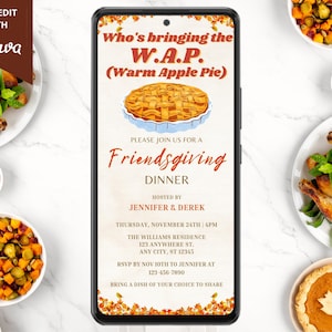 Electronic Funny Friendsgiving Potluck Dinner Invite, Digital Thanksgiving Invite, Who's Bringing WAP, Editable Template, Instant Download