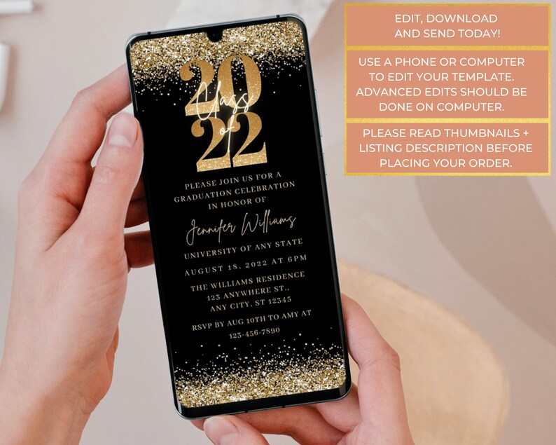 Electronic Graduation Party Invitation Digital Graduation Etsy