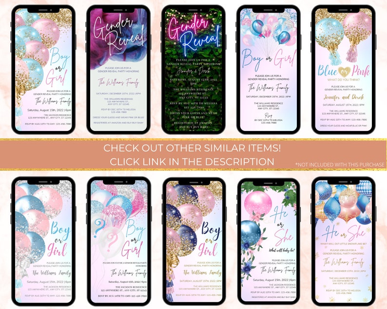 Digital Gender Reveal Invitation Electronic Gender Reveal Etsy