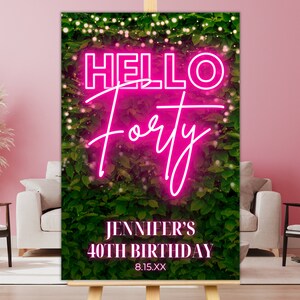 Editable Hello Forty 40th Birthday Party Welcome Sign, Printable Sign ...