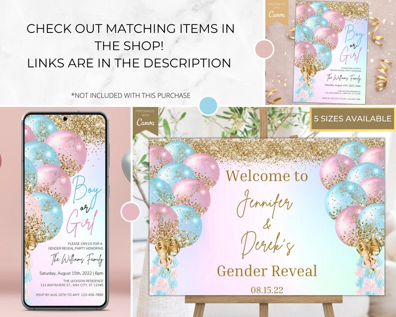 Digital Gender Reveal Invitation Electronic Gender Reveal Etsy