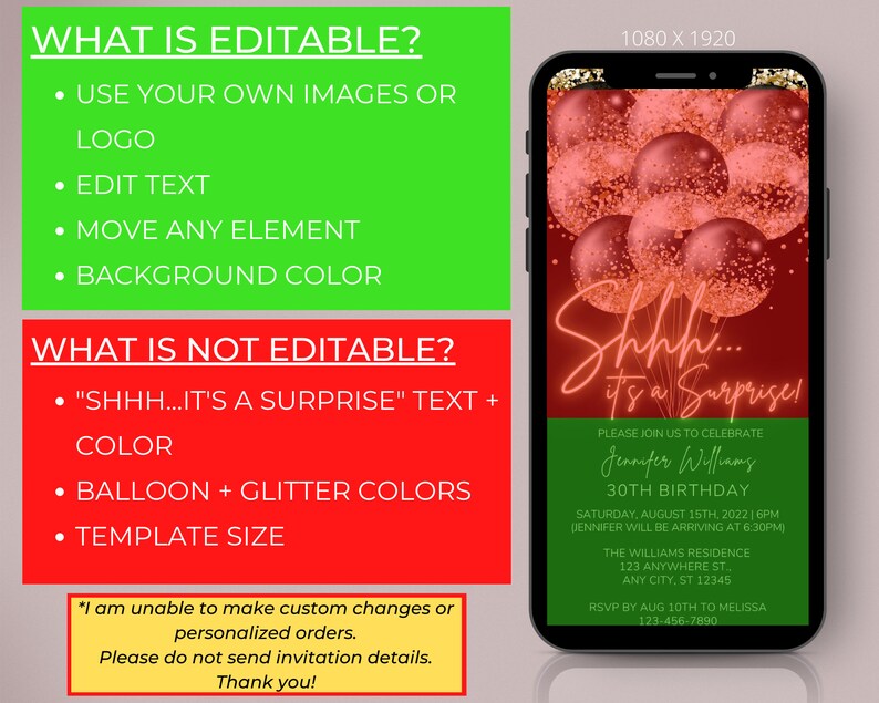 Digital Surprise Birthday Invitation Electronic Surprise Etsy