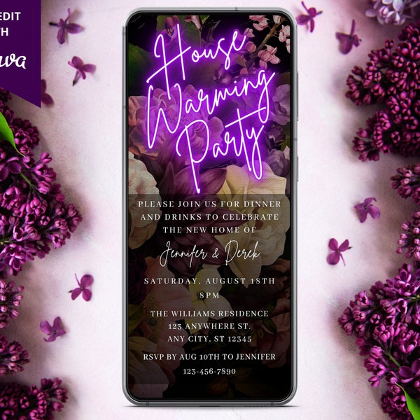 Housewarming Invite Electronic Template Etsy