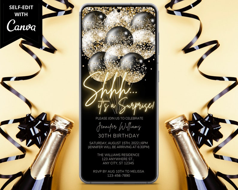 Digital Surprise Birthday Invitation Electronic Surprise Etsy