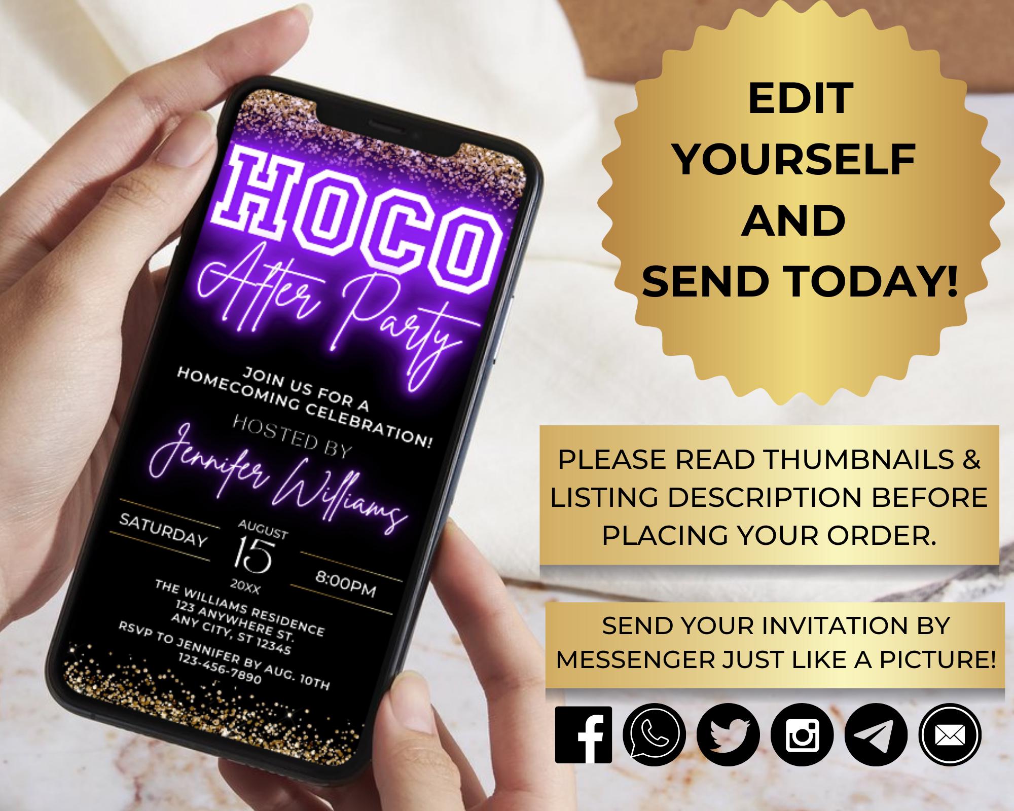 Digital Homecoming After Party Invitation, Back to School, HOCO Party ...
