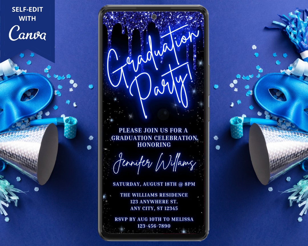 Digital Graduation Party Invitation, Electronic Mobile Phone Text