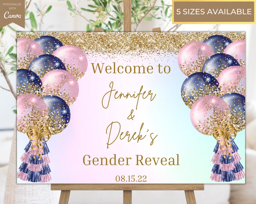 Printable Gender Reveal Welcome Sign, Editable Gender Reveal Sign, Pink ...