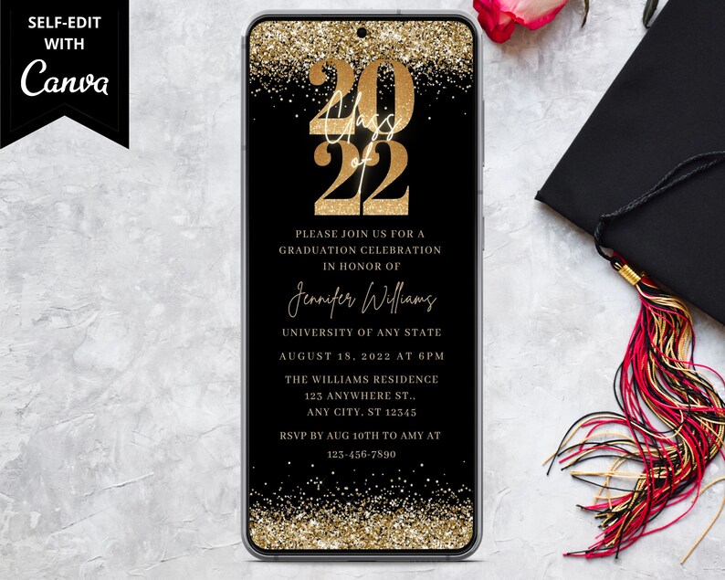 Electronic Graduation Party Invitation Digital Graduation Etsy