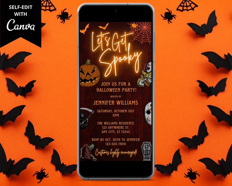 Digital Halloween Party Invitation Electronic Halloween Etsy