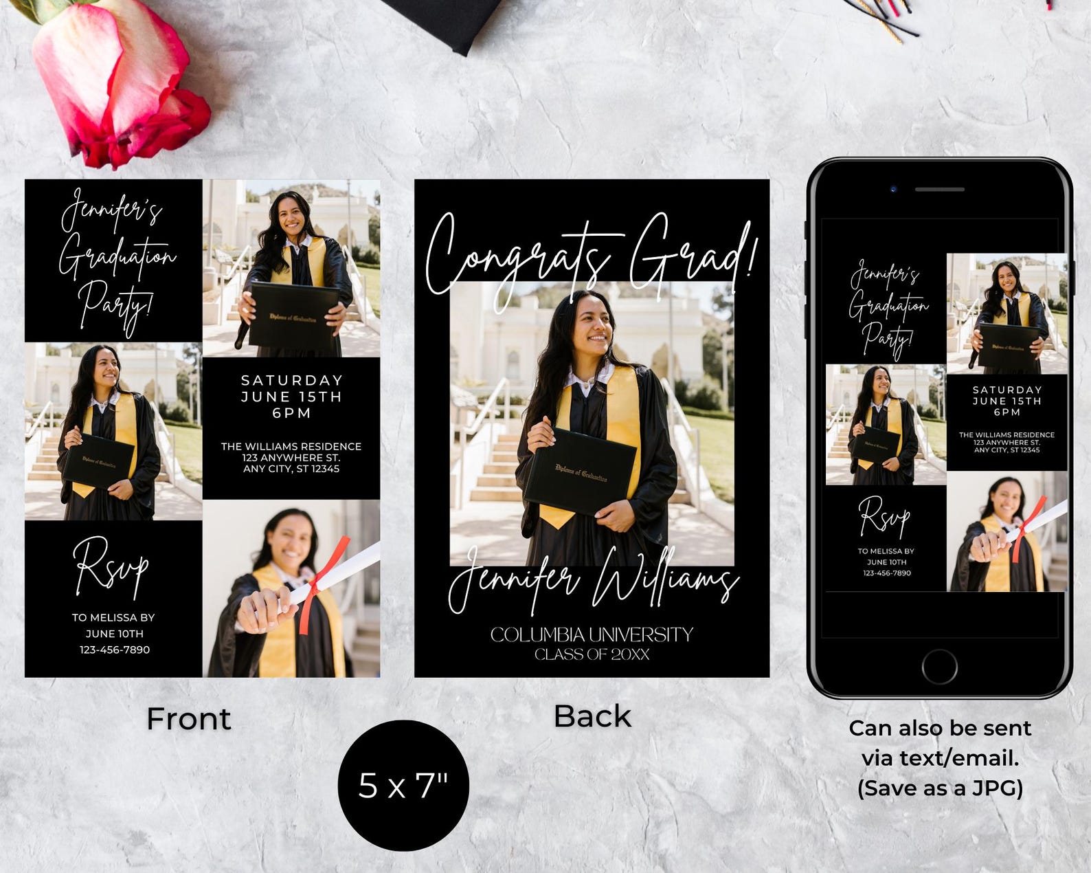 Editable Modern Minimalistic Graduation Party Invitation Photo Template ...