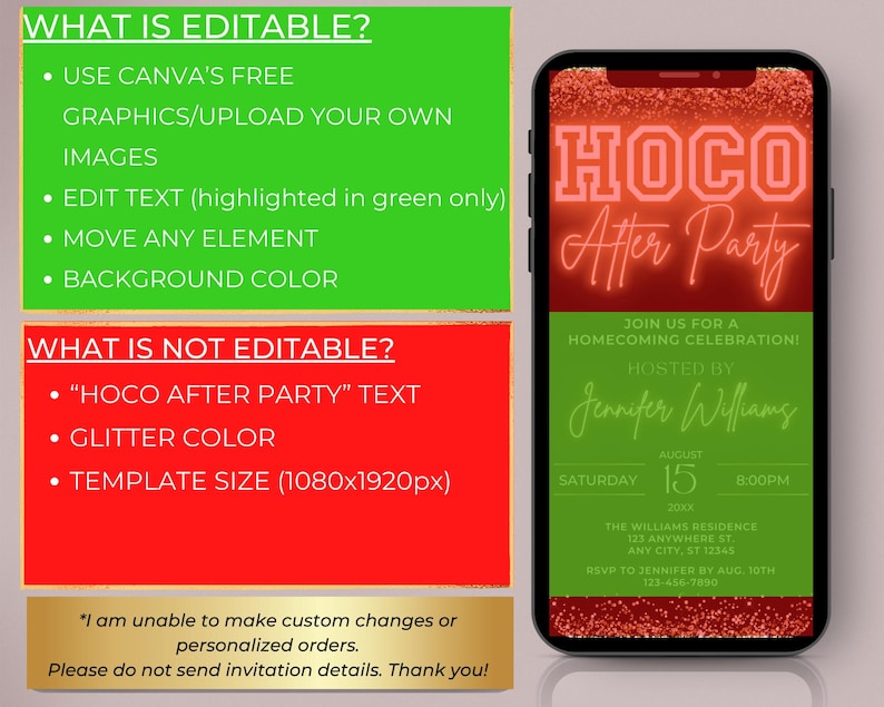 Digital Homecoming After Party Invitation, Back to School, HOCO Party ...