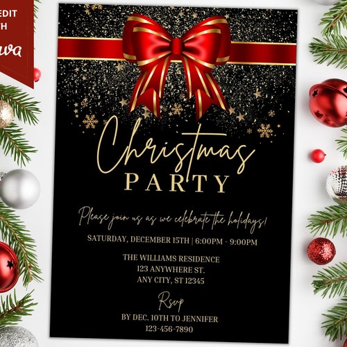 Holiday Party Invitation Template Christmas Party Invite Etsy