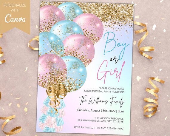 Printable Gender Reveal Invitation Gender Reveal Invite - Etsy