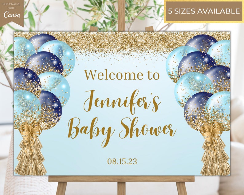 Printable Boy Baby Shower Sign Editable Shower Sign Etsy