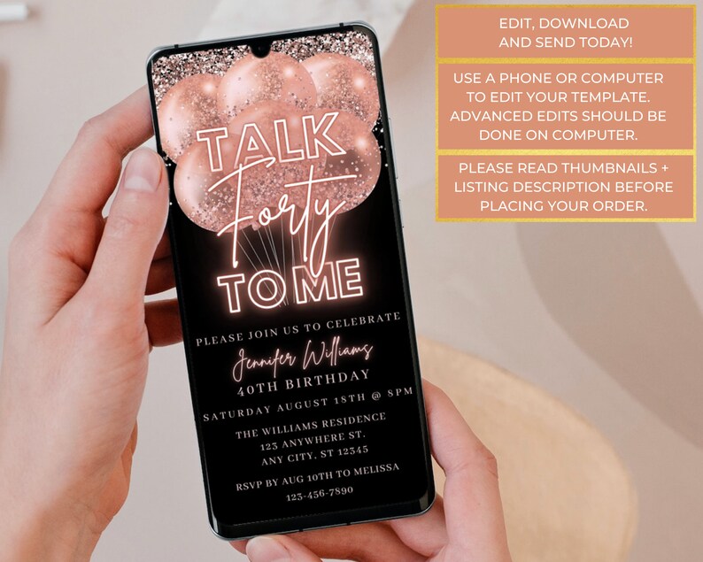 Digital Talk Forty to Me 40th Birthday Invitation Electronic - Etsy