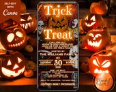Digital Halloween Fun Friends and Family Trick or Treat Monsters Invitation, Fall Party, Phone Evite, Editable Template, Instant Download
