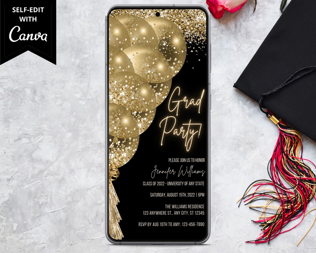 Digital Graduation Party Invitation, Electronic Graduation Announcement